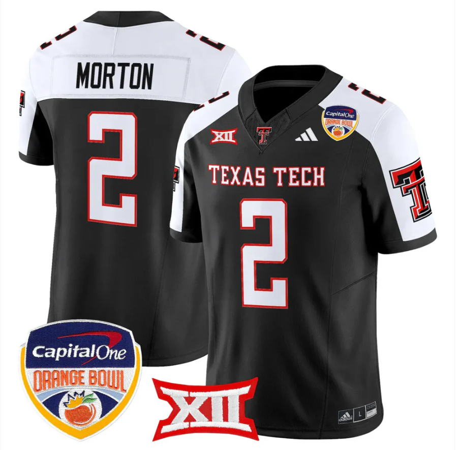Behren Morton Jersey #2 Texas Tech 2025 Orange Bowl Patch V2 Stitched