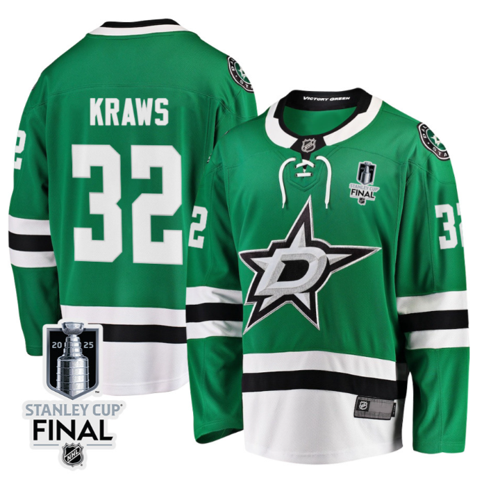 Ben Kraws 32 Dallas Stars 2025 STANLEY CUP Final Patch Home Men Jersey Black