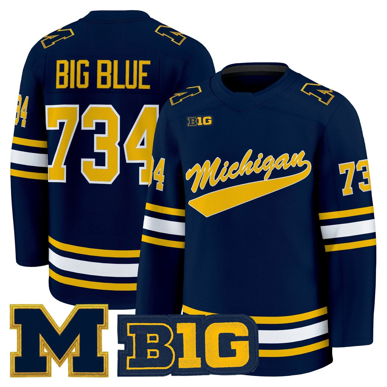 Big Blue Jersey #734 Michigan Wolverines 2025-26 Premium Stitched Maize
