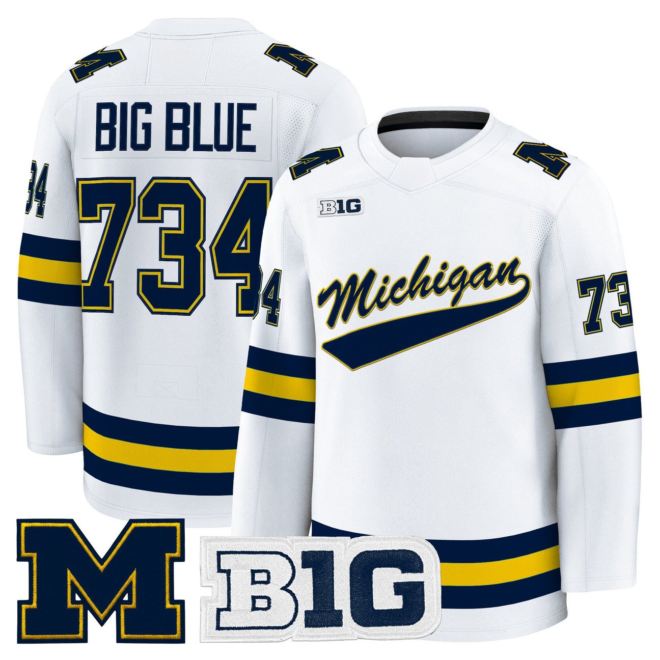 Big Blue Jersey #734 Michigan Wolverines 2025-26 Premium Stitched Maize