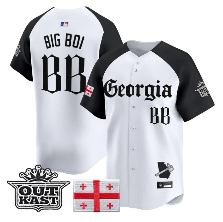 Big Boi Jersey #BB Atlanta Braves Georgia Outkast Gothic Stitched