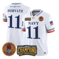 Blake Horvath Jersey #11 Navy Midshipmen 2025 Trophy Champions Stitched White