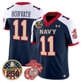Blake Horvath Jersey #11 Navy Midshipmen USMC 250th Patch Stitched