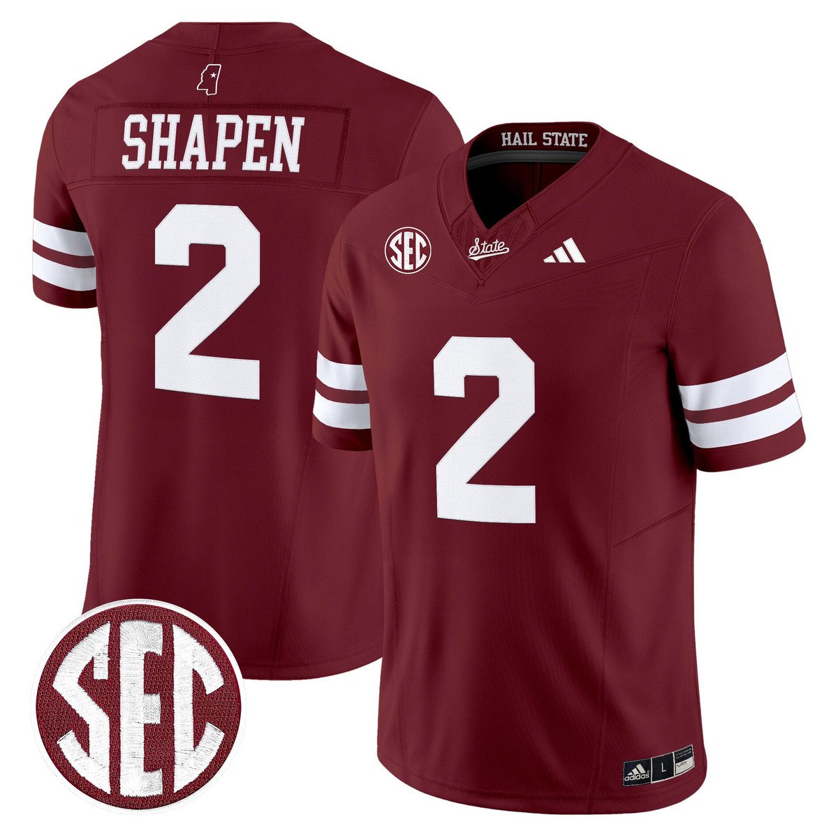 Blake Shapen Jersey #2 Mississippi State Bulldogs Dark Mode Stitched