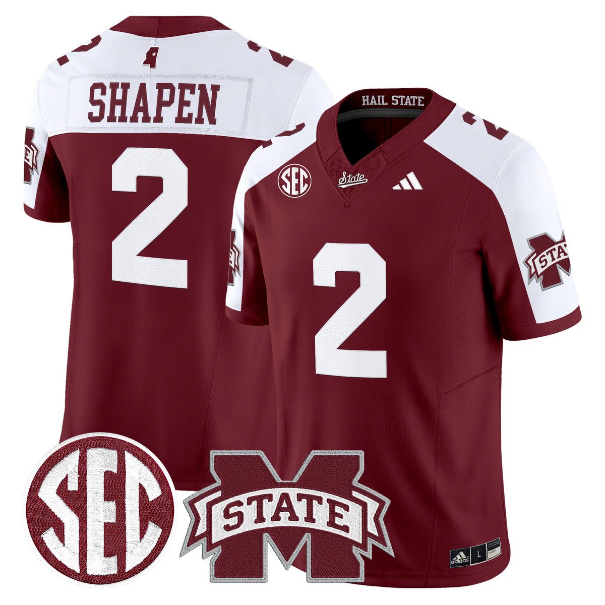 Blake Shapen Jersey #2 Mississippi State Bulldogs Dark Mode Stitched