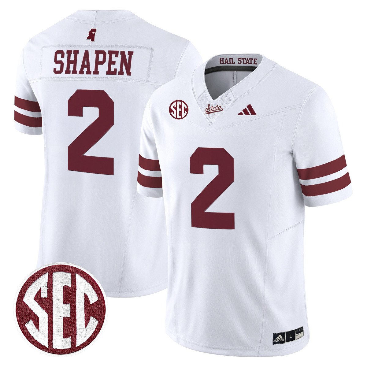 Blake Shapen Jersey #2 Mississippi State Bulldogs Dark Mode Stitched