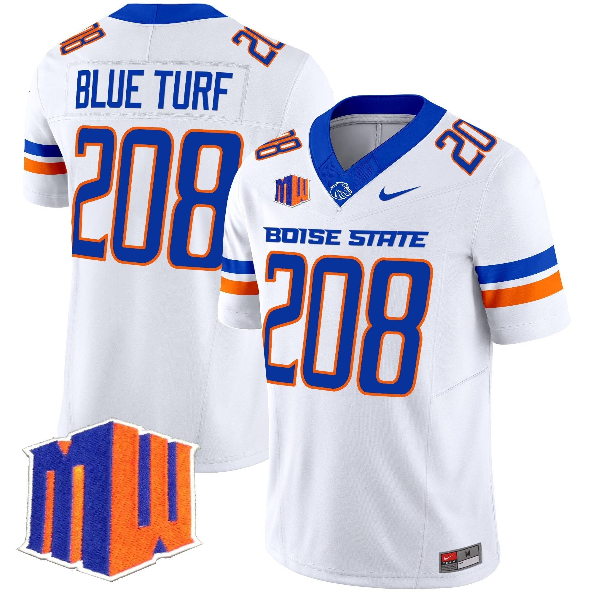 Blue Turf Jersey #208 Boise State Broncos 2025 Vapor Stitched