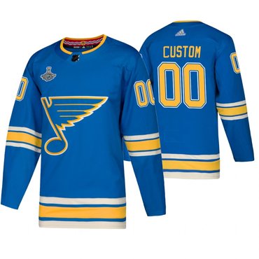 Blues Customized Blue Alternate 2019 Stanley Cup Champions Jersey Stitched