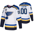Blues Customized White 2019 Stanley Cup Champions Jersey Stitched