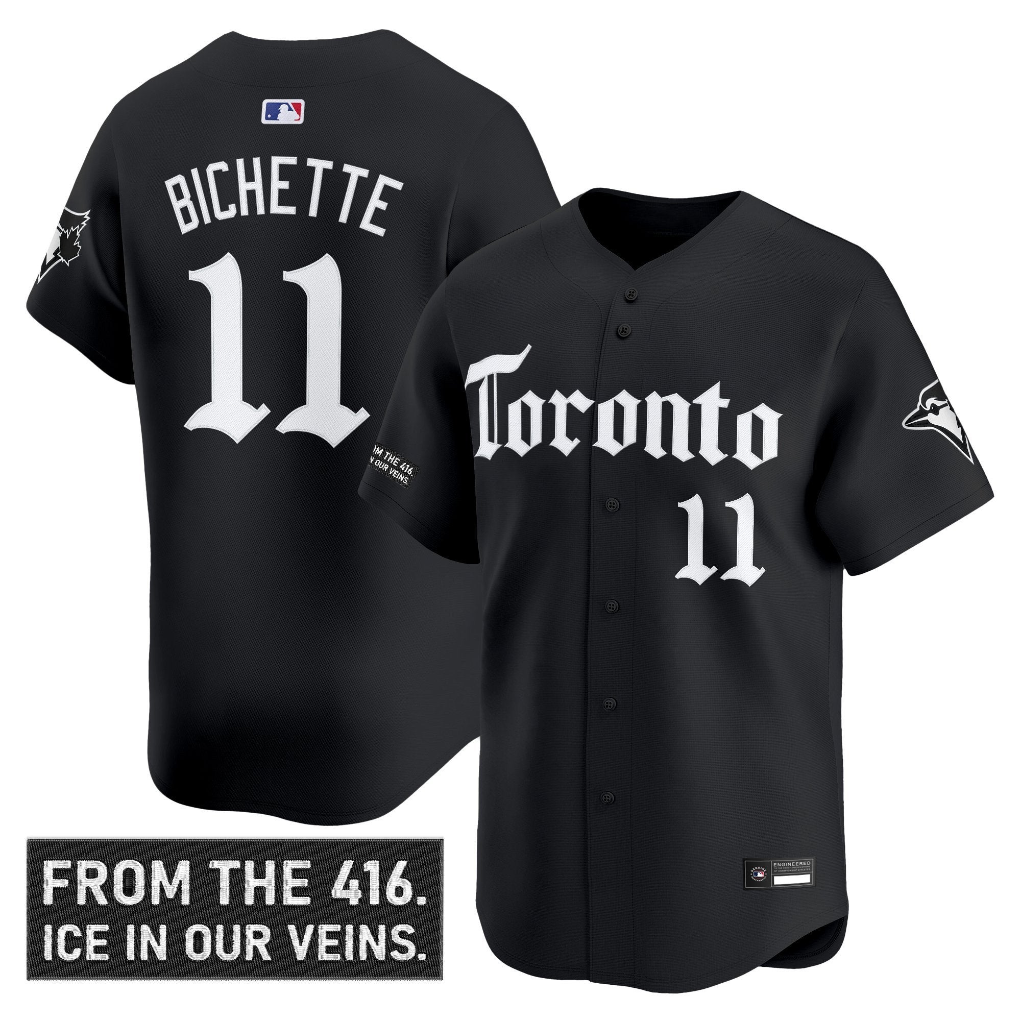Bo Bichette Jersey #11 Toronto Blue Jays Gothic North Edition Stitched