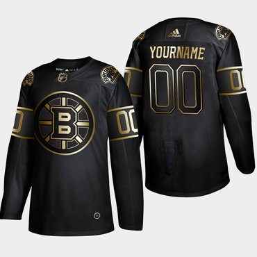 Boston Bruins Customized Black Gold Jersey Stitched