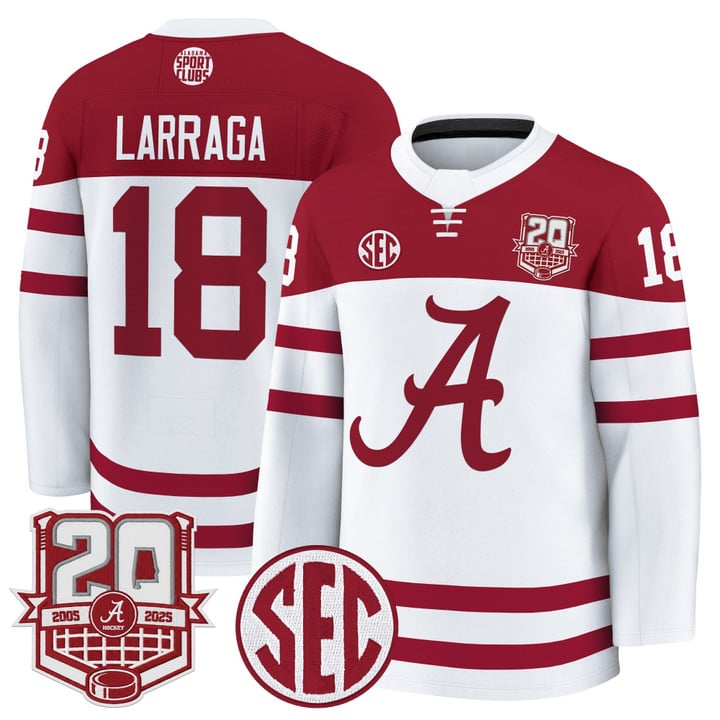Brandon Larraga Jersey #18 Alabama Crimson 2025-26 20th Patch Stitched