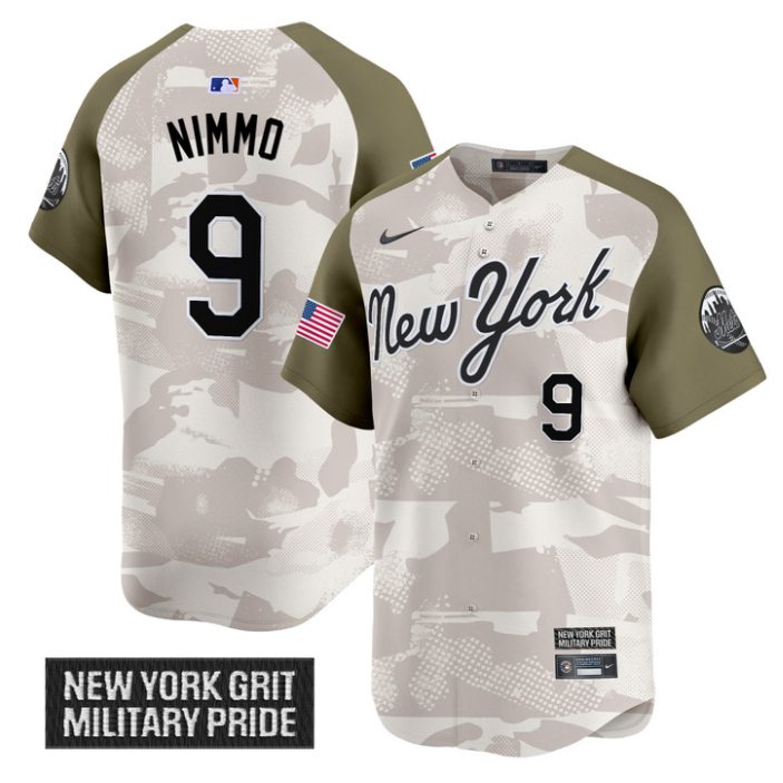 Brandon Nimmo Jersey #9 New York Mets 2025 Armed Forces Day Vapor Stitched