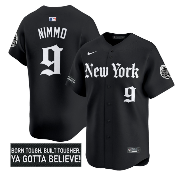 Brandon Nimmo Jersey #9 New York Mets Gothic Borough Edition Stitched