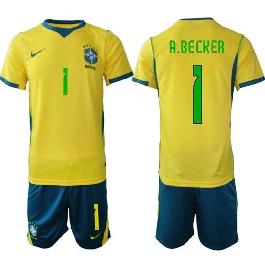 Brazil #1 A.BECKER Jersey National Team x World Cup 2026 Home On Field Soccer