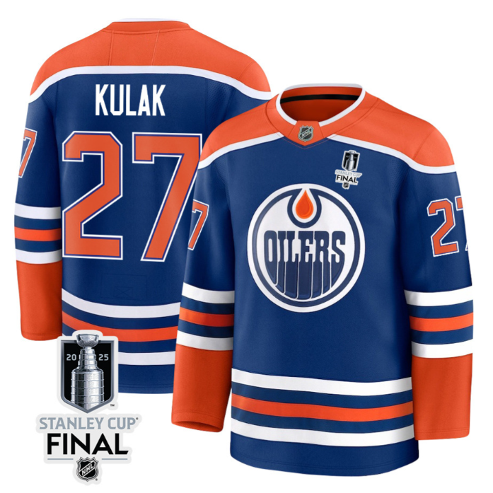 Brett Kulak 27 Edmonton Oilers 2025 Stanley Cup Final Home Breakaway Men Jersey
