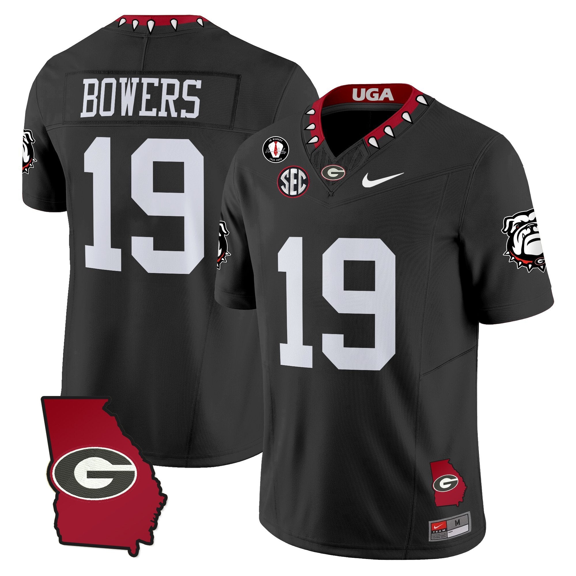 Brock Bowers Jersey #19 Georgia Bulldogs 2025 Georgia Map, Vince Dooley Stitched