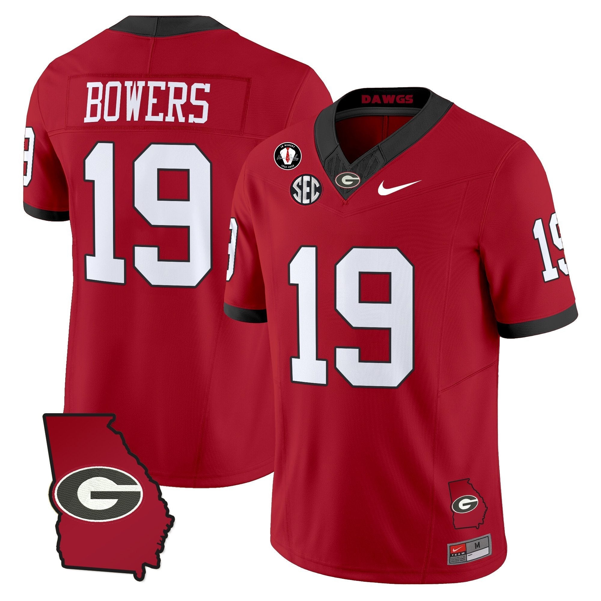 Brock Bowers Jersey #19 Georgia Bulldogs 2025 Georgia Map, Vince Dooley Stitched