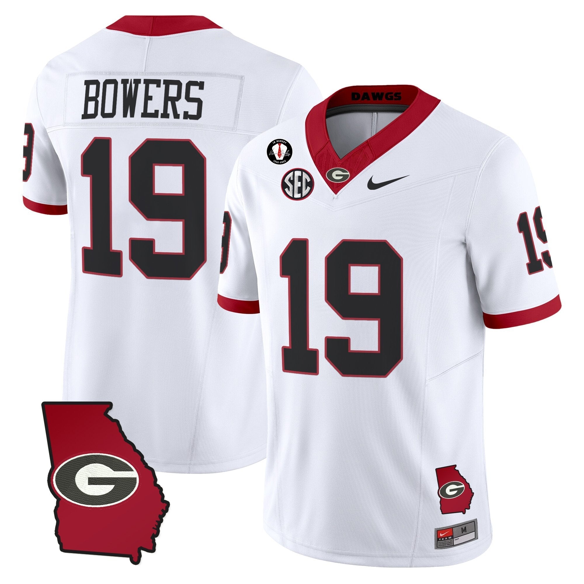 Brock Bowers Jersey #19 Georgia Bulldogs 2025 Georgia Map, Vince Dooley Stitched