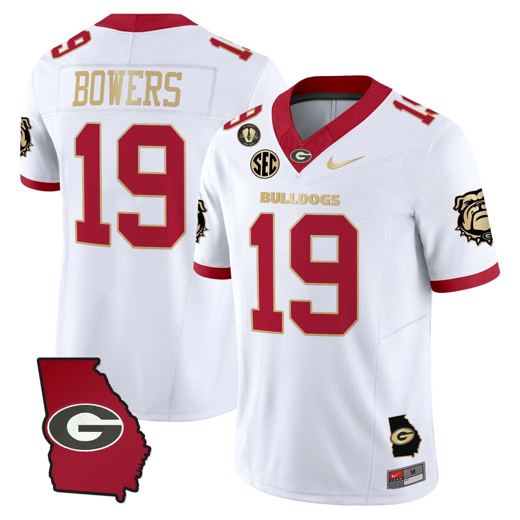 Brock Bowers Jersey #19 Georgia Bulldogs 2025 Georgia Map, Vince Dooley Stitched