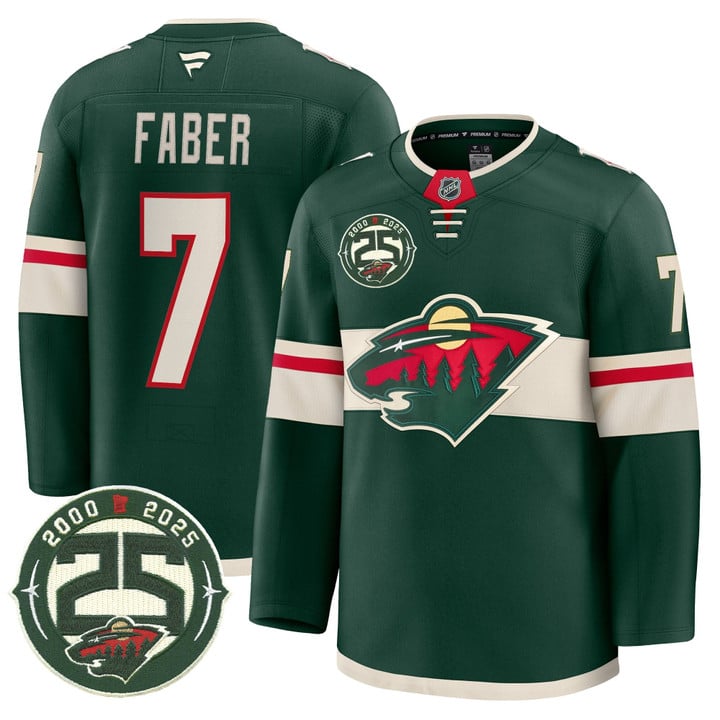 Brock Faber Jersey #7 Minnesota Wild 25th Anniversary Patch Stitched