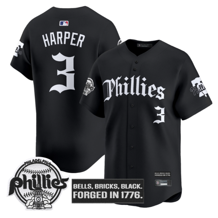 Bryce Harper Jersey #3 Philadelphia Phillies Gothic Liberty Edition