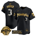 Bryce Harper Jersey #3 Phillies Retro Newspaper Edition Gold Vapor Premier Stitched