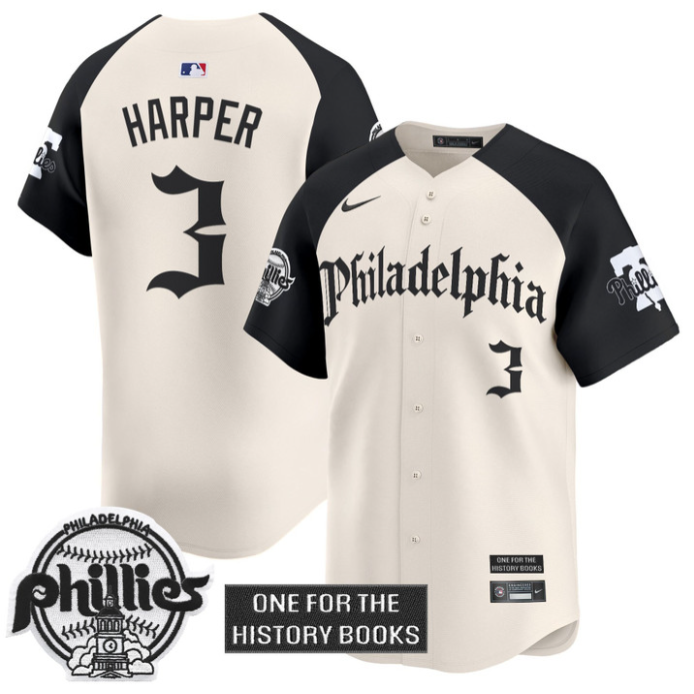 Bryce Harper Jersey #3 Phillies Retro Newspaper Edition Vapor Premier Limited Stitched