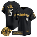 Bryson Stott Jersey #5 Phillies Retro Newspaper Edition Gold Vapor Premier Stitched