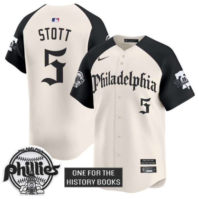 Bryson Stott Jersey #5 Phillies Retro Newspaper Edition Vapor Premier Limited Stitched
