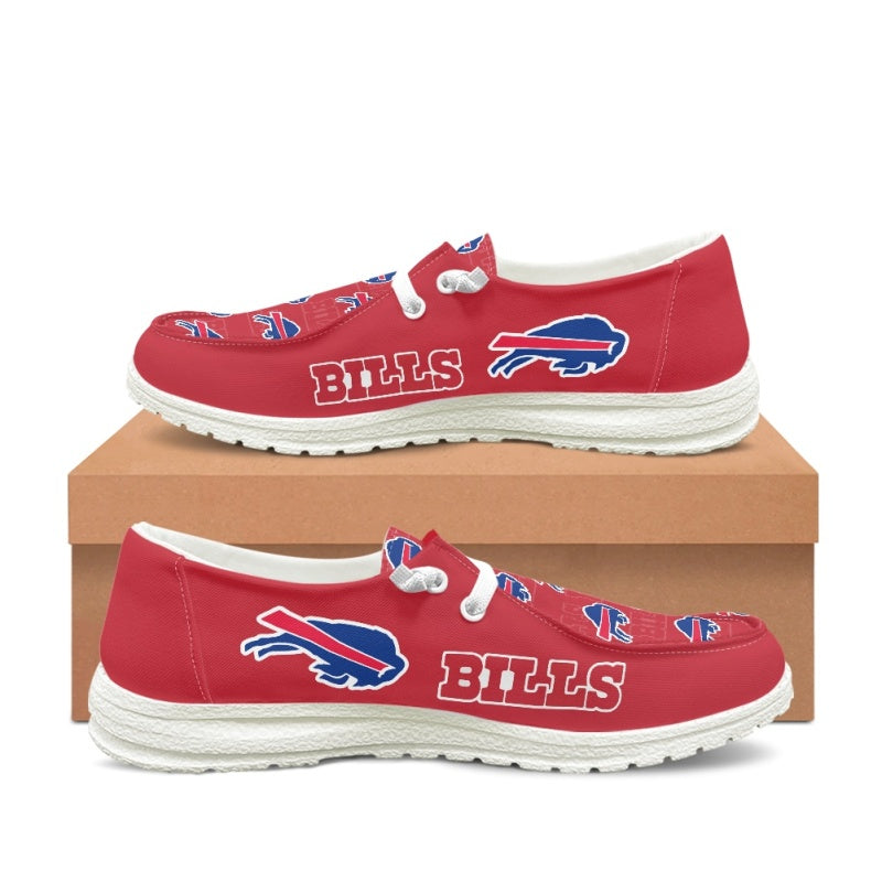 Buffalo Bills RedTeam Name Logo Canvas Sneaker Shoes For Men Women Fans