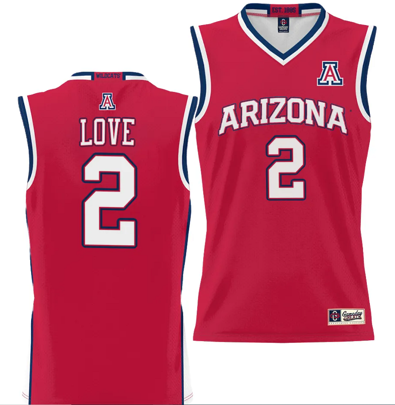 Jaden Bradley Jersey #0 Arizona Wildcats NIL College Basketball Lightweight Red