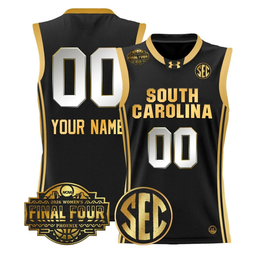Custom South Carolina Gamecocks Jersey 2026 Final Four Stitched Black Gold