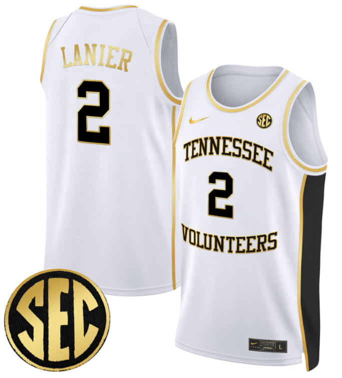 Chaz Lanier Jersey #2 Tennessee Vols 2024 Swingman Basketball White Gold