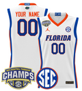 Custom Florida Gators Jersey 2025 SEC Tournament Champions Stitched White