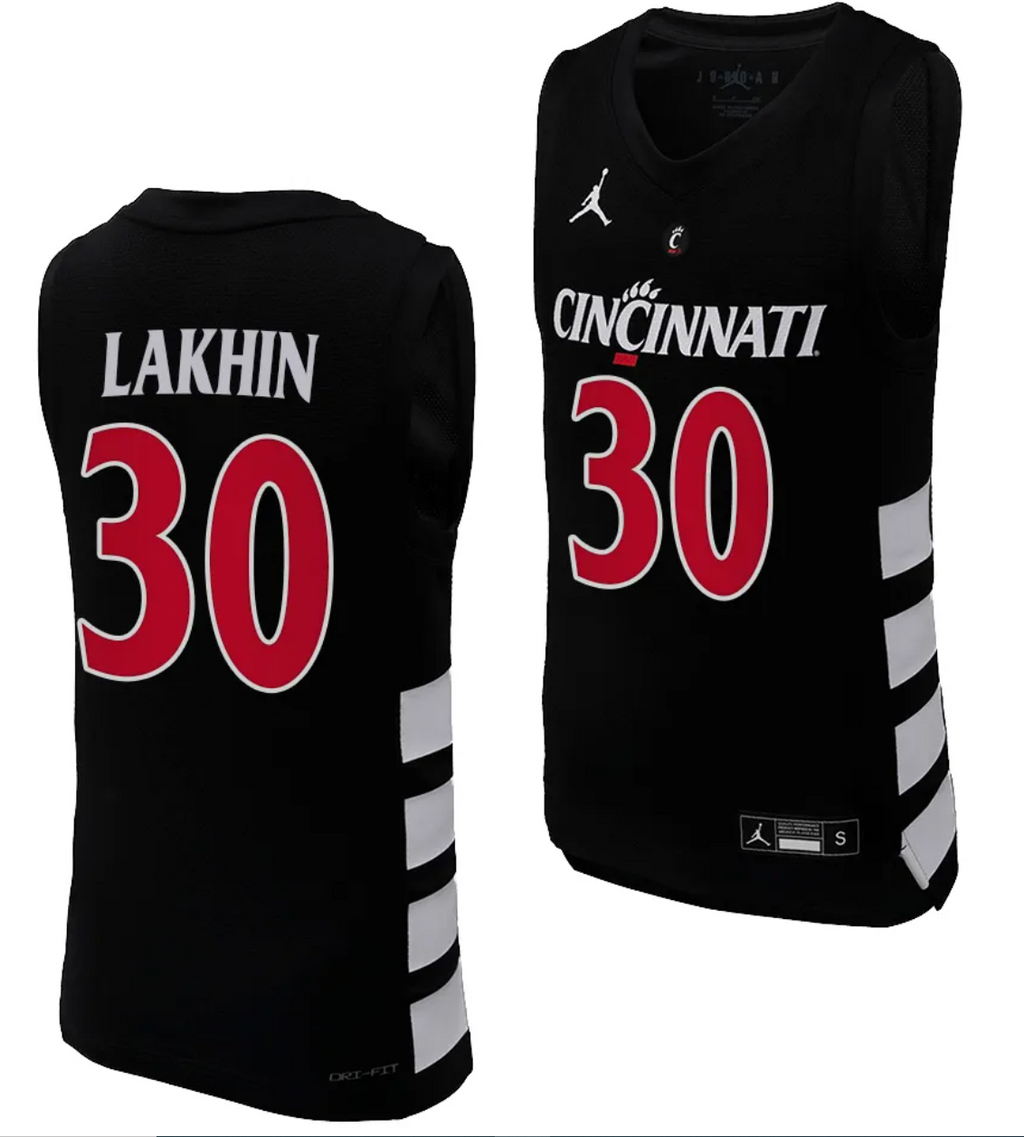 Cincinnati Bearcats Viktor Lakhin Jersey #30 Black Basketball Unisex Replica