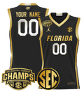 Custom Florida Gators Jersey 2025 SEC Tournament Champions Stitched Black Gold