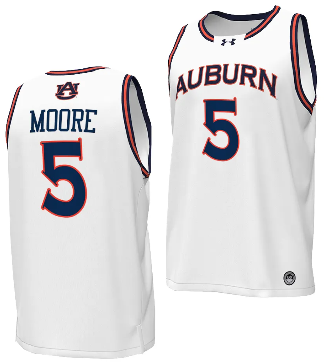 Chris Moore Jersey #5 Auburn Tigers Replica College Basketball 2023-24 White