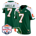 CJ Daniels Jersey #7 Miami Hurricanes 2026 Fiesta Bowl Florida Stitched Green Alternate
