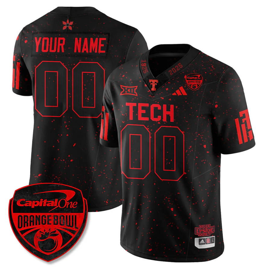 Custom Texas Tech Red Raiders Jersey Stranger Things Orange Bowl Stitched