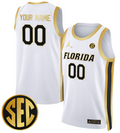 Custom Florida Gators Jersey Name, Number 2024 Swingman Basketball White Gold