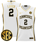 Chaz Lanier Jersey #2 Tennessee Vols 2024 Lightweight Basketball White Gold
