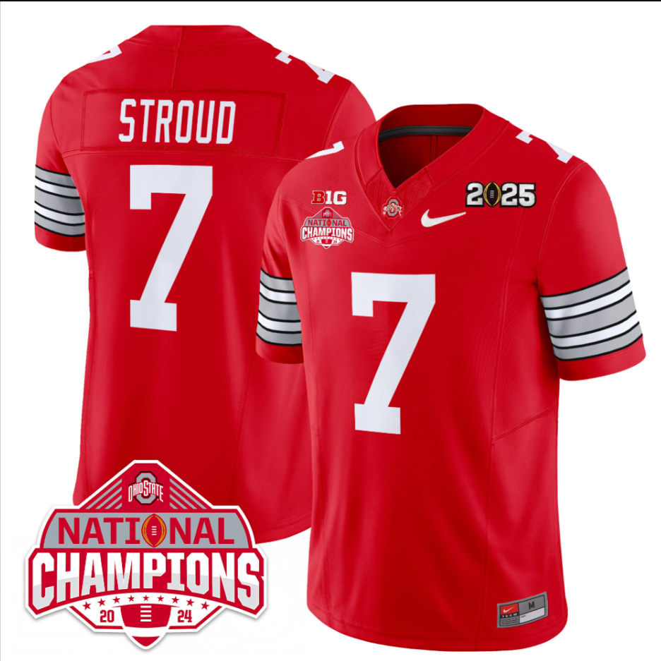 C J Stroud Jersey #7 Ohio State 2025 CFP Patch National Champions