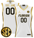 Custom Florida Gators Jersey Name, Number 2024 Lightweight Basketball White Gold
