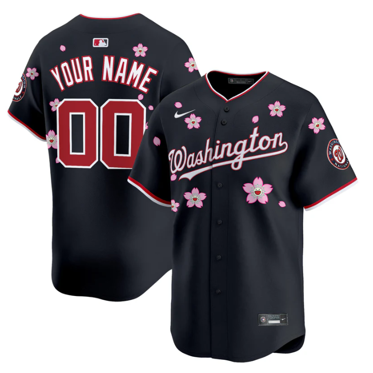 Custom Washington Nationals Jersey Name, Number Cherry Blossom Vapor Premier Limited Stitched