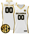 Custom Oklahoma Sooners Jersey 2024 Lightweight Basketball Stitched White Gold