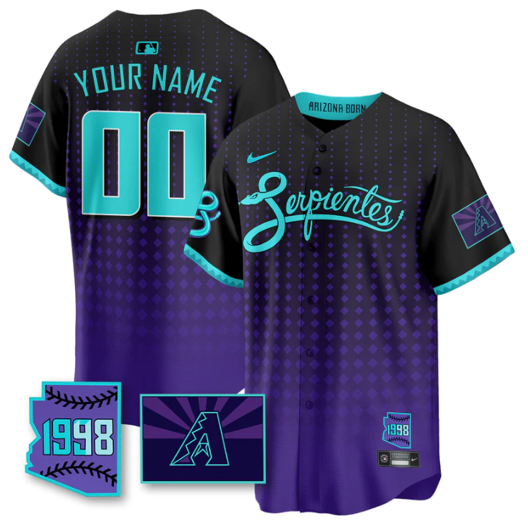 Custom Arizona Diamondbacks Jersey Purple for Second “Serpientes” City Connect Stitched