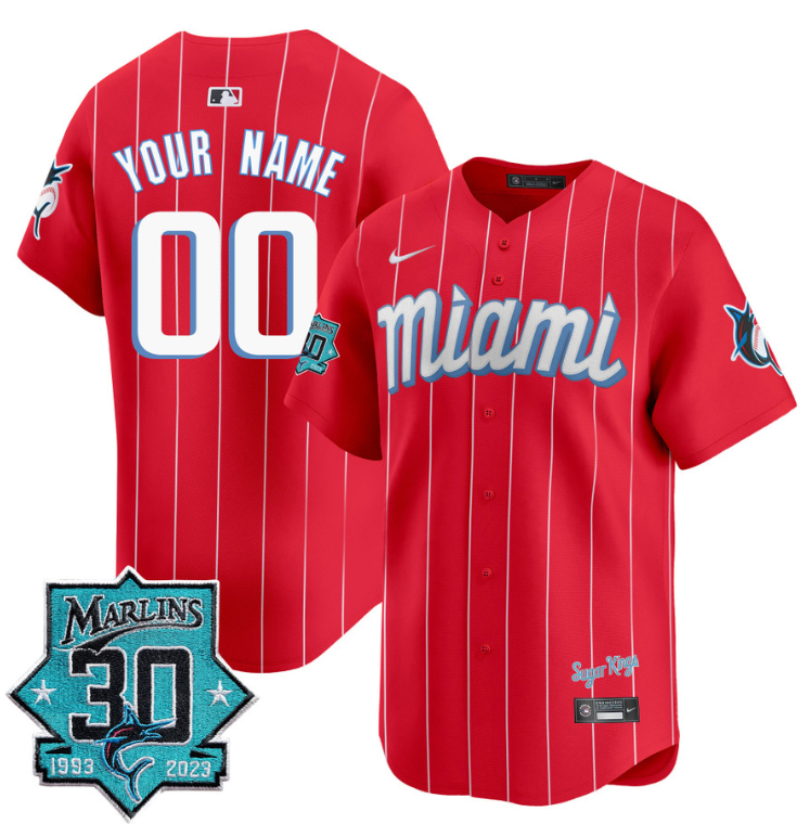 Custom Miami Marlins Jersey 30 Seasons Anniversary Patch Vapor Premier Limited Stitched Black Gold