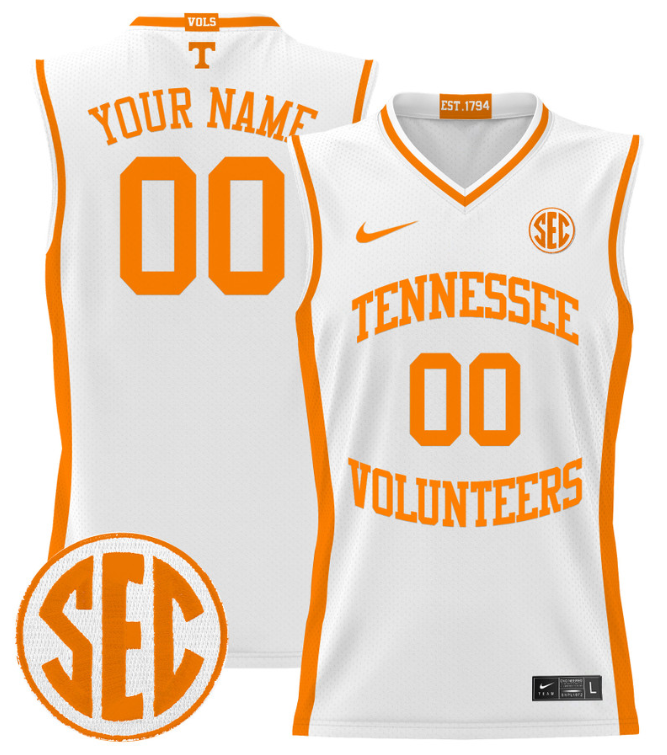 Custom Tennessee Vols Jersey Name, Number 2024 Lightweight Basketball White