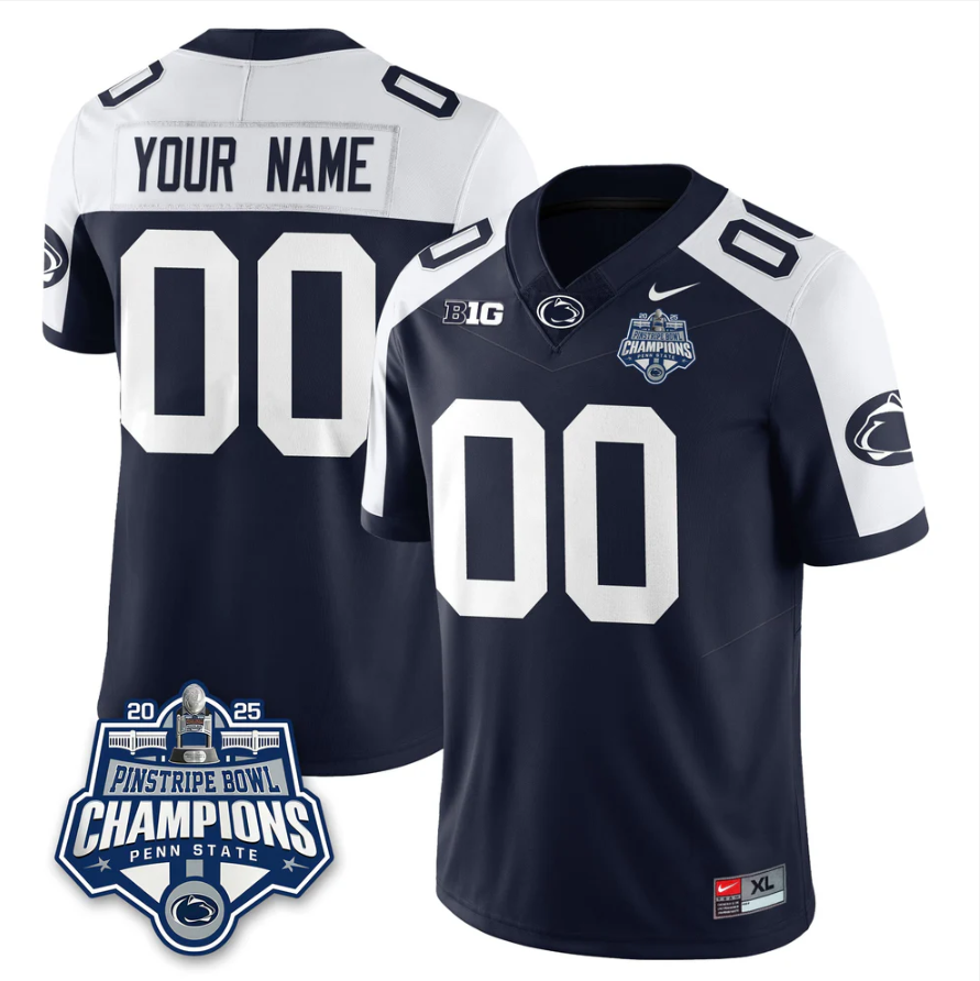 Custom Penn State Jersey 2025 Pinstripe Bowl Champions Vapor Stitched
